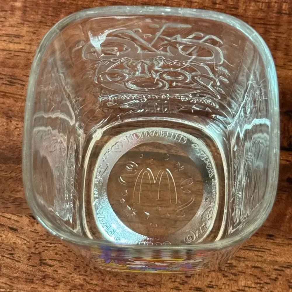 Disney Studios McDonalds 2000 Mickey Mouse Glass Tumbler Embossed Glass